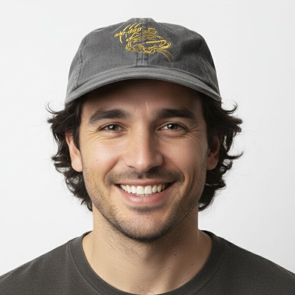 Vintage Ski-Doo Cotton Baseball Cap Hat - Grey & Yellow Adjustable Back Strap - Picture 2 of 12